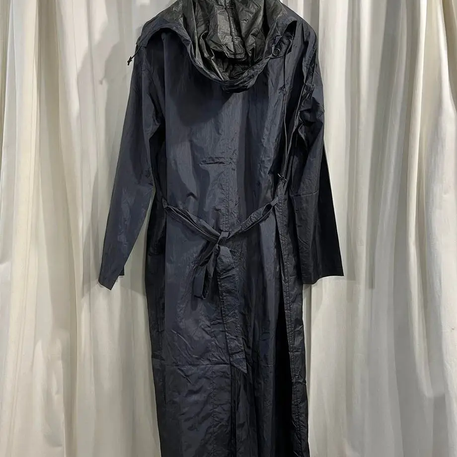 TOP-YAMAMOTO ® Simple trench coat for women, long knee-length coat with black lapel for commuting