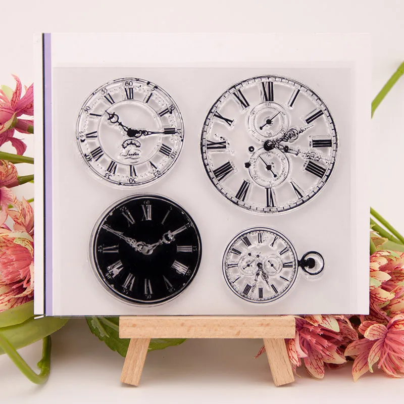 Classical Clock Faces Ink Silicone Stamp Seal Steampunk Card Making Scrapbooking Decor Album Photo DIY Diary Paper Craft Art