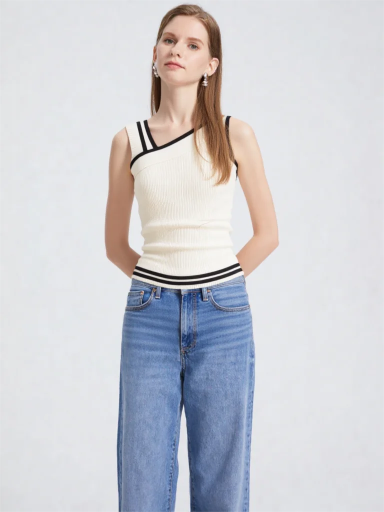 Casual One Shoulder Slim Vest Women Fashion Sleeveless Waist-Closed Sling Tank Tops 2026 Chic Summer Autumn Female Street Vests