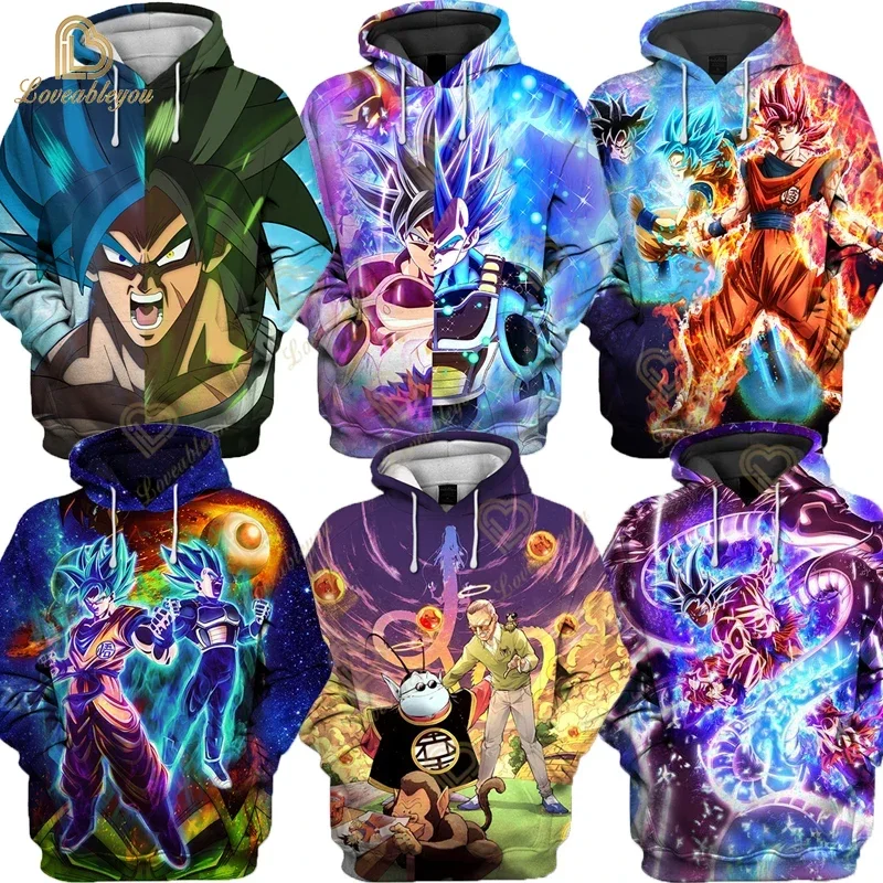 New Dragon Ball Anime Print Hoodie Boys Fashion Hooded Clothes Children Cartoon Top for 4 6 8 10 Years Kids Birthday Wear