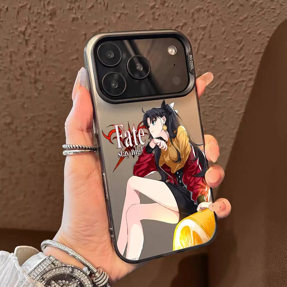 

Anime F-Fate Go Rin T-Tohsaka Phone Case For iPhone 17 16 15 14 13 12 11 Pro Max Black Purple Matte Laser Metallic Aurora Funda