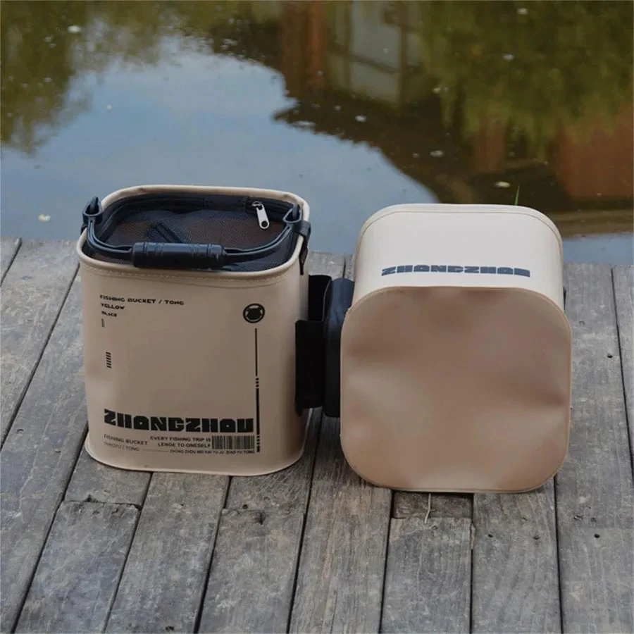 Outdoor Fishing Bucket Foldable and Portable Net Live Fish Bucket EVA with Rope Water Bucket for Wild Fishing Household Bucket image 3