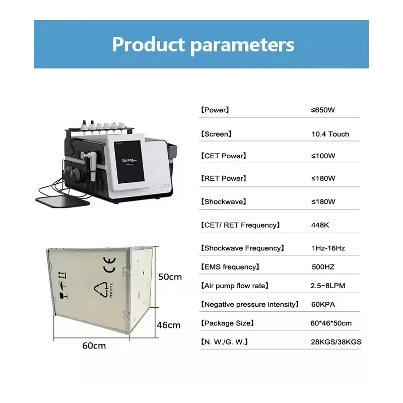 Portable Cet Ret Rf 448k Machine Cet Ret Rf Radiofrequency Slimming Lipolysis EMS Shockwave Body Massage Machine Highly Recommen