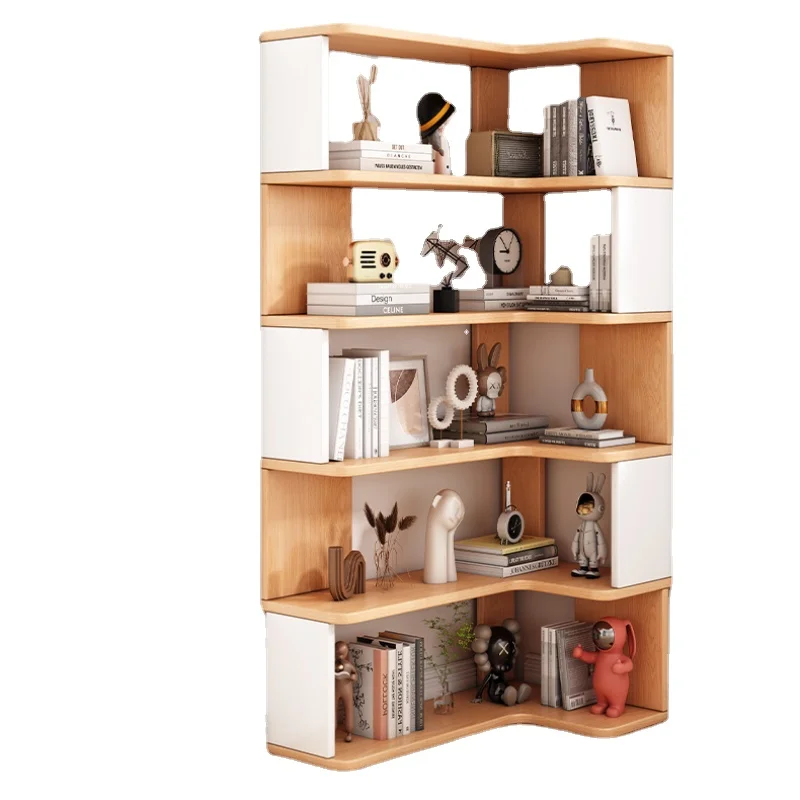 Corner bookshelves, floor shelves, home storage cabinets, storage cabinets, multi-storey living room, corner simple solid wood b