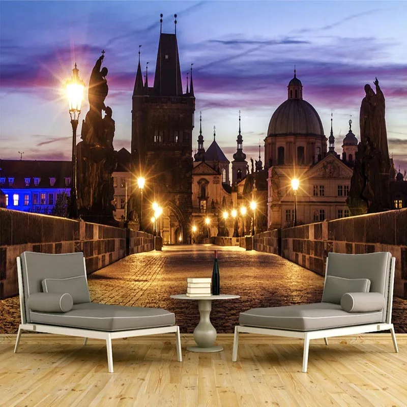 Customized 3D Wallpaper Retro European City Night Landscape Photo Mural Living room sofa TV background wall bedroom restaurant