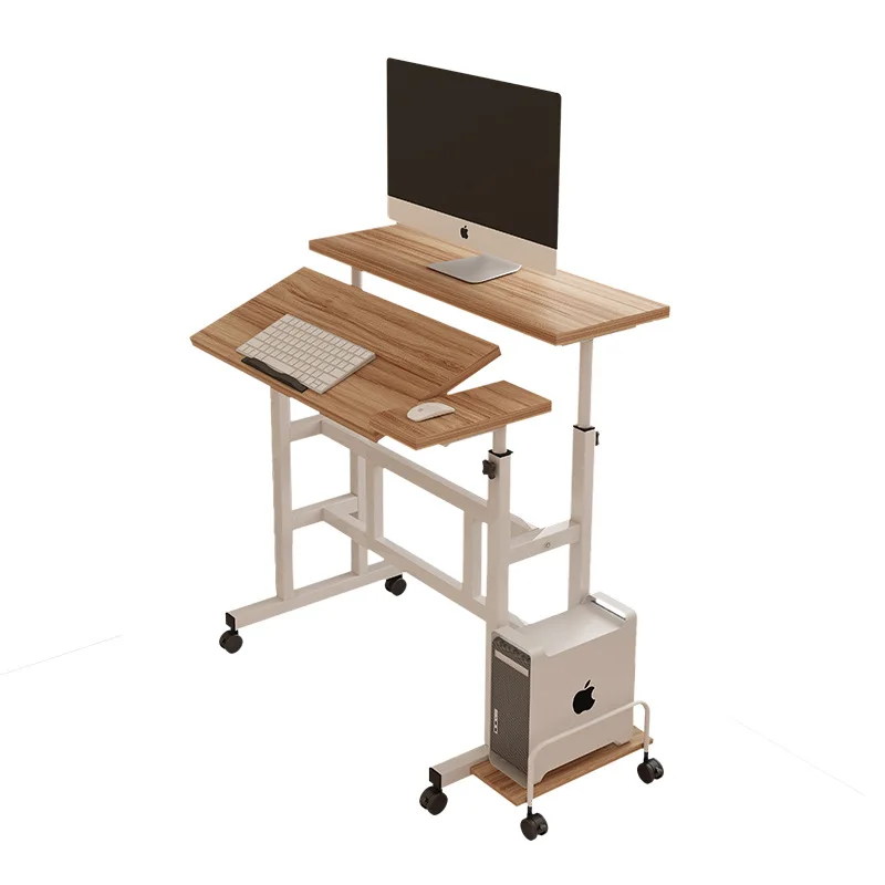 

Modern Luxury Bamboo Wooden Computer/Laptop Standing Desk Iron Frame Meida Brand Commercial Use Home Office Panel Wood Style 1