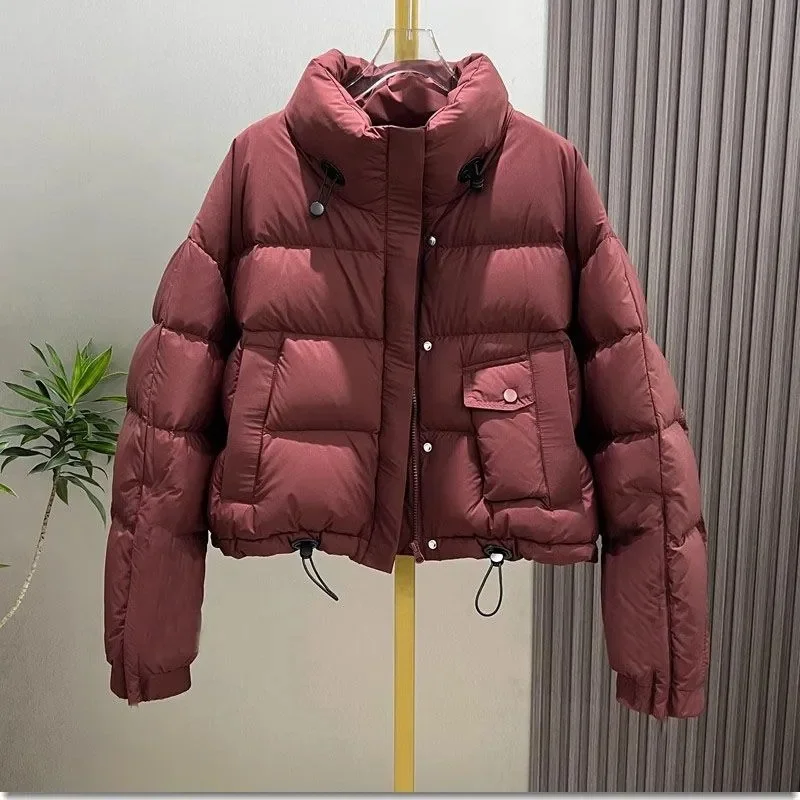 

2024 New Winter Parkas short thin Cotton Jacket Women Korean Stand Collar zipper Bread Padded Coat Female Loose outerwear T762