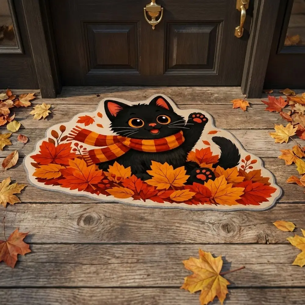 Soft 2D Cat-Shaped Area Rug Non-Slip Anti-fouling Home Decor Carpet Easy To Clean Cartoon Carpet Living Rooms