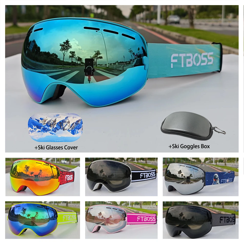 

Ski Goggles Large Comma Spherical Ski Glasses Cover Ski Glasses Case Men's Cycling Glasses Winter Protection Safety Goggles New