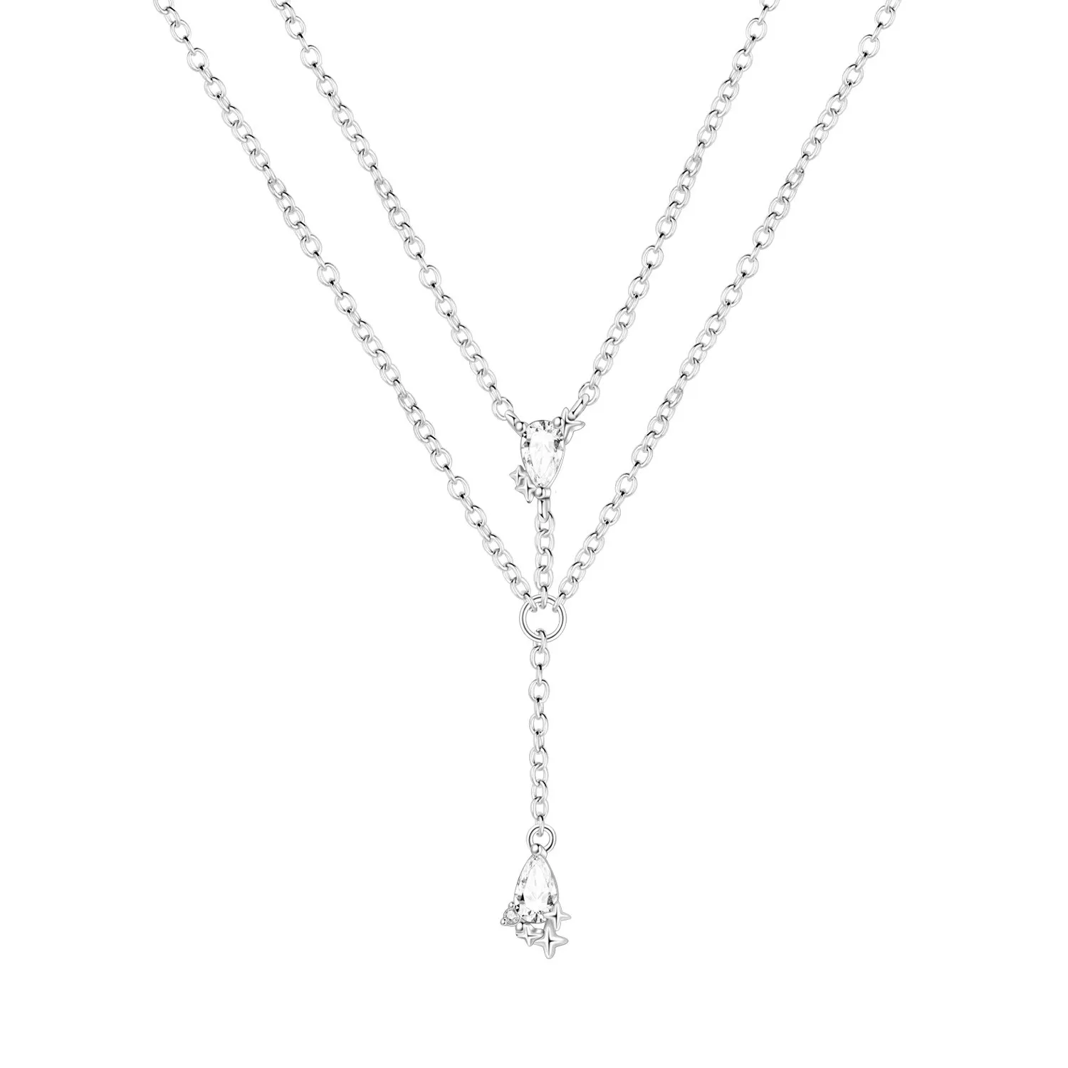 Orstarry 925 Sterling Silver Double Chain Tassel Necklace Pendant Women Birthday Wedding Anniversary Gift Original Jewelry