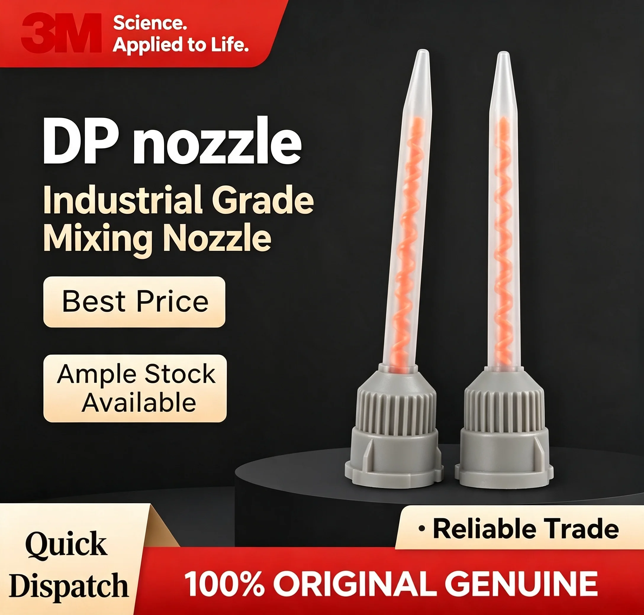 3M EPX Static Mixing Nozzle 10:1 for Two-Part Epoxy Adhesive DP Cartridge Disposable Mixing Tip Red Helical Core Fits EPX Applic