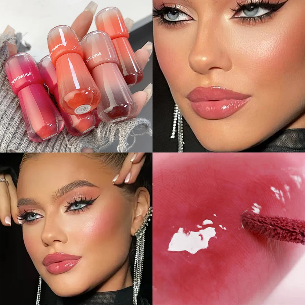 Mirror Water Glossy Lip Glaze Moisturizing Waterproof Jelly Red Liquid Lipstick Non-stick Cup Lasting Pink Lips Tint Makeup Fast