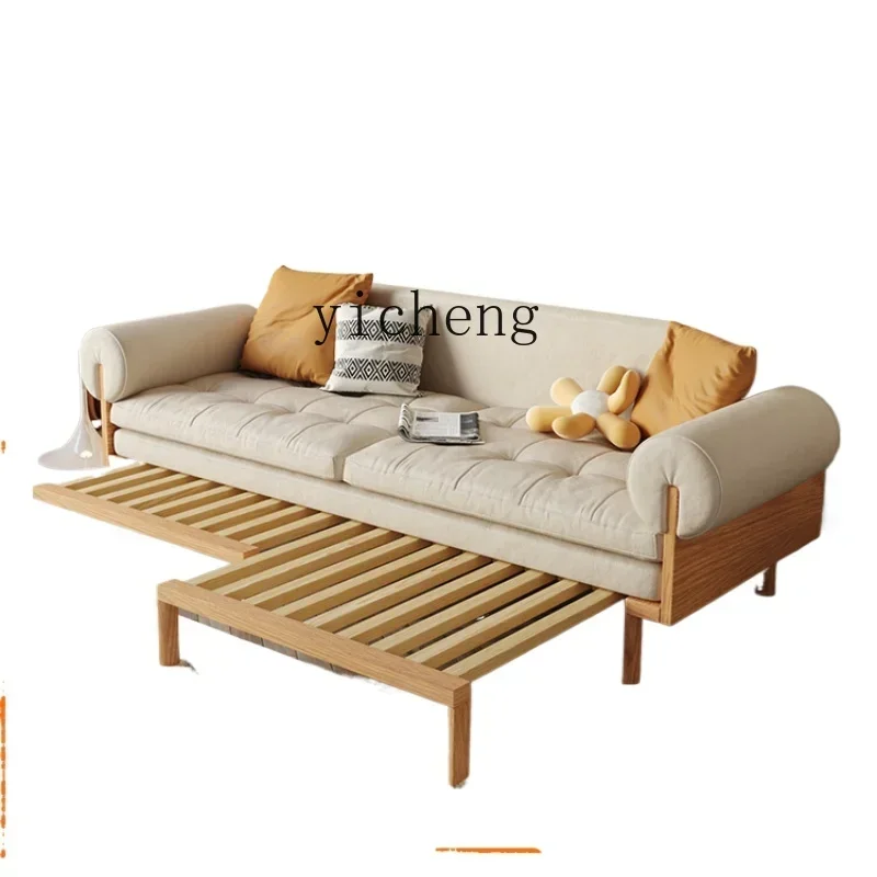 

log wind solid wood sofa bed folding dual-purpose simple modern living room function sofa folding bed