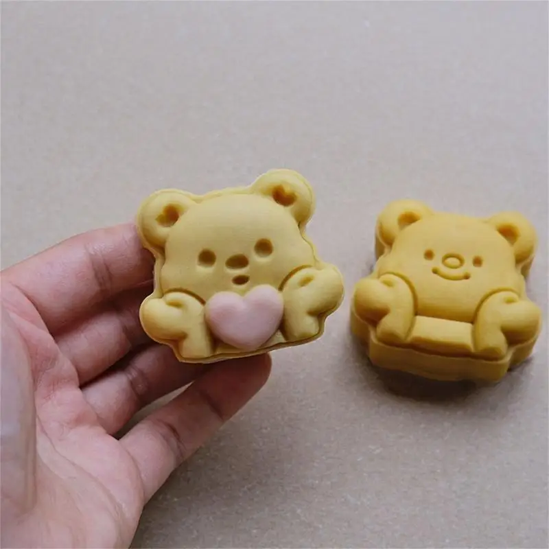 

Heart Bear Moon Cake Press Molds Cookie Stamps Moon Cake Maker Decors Tool