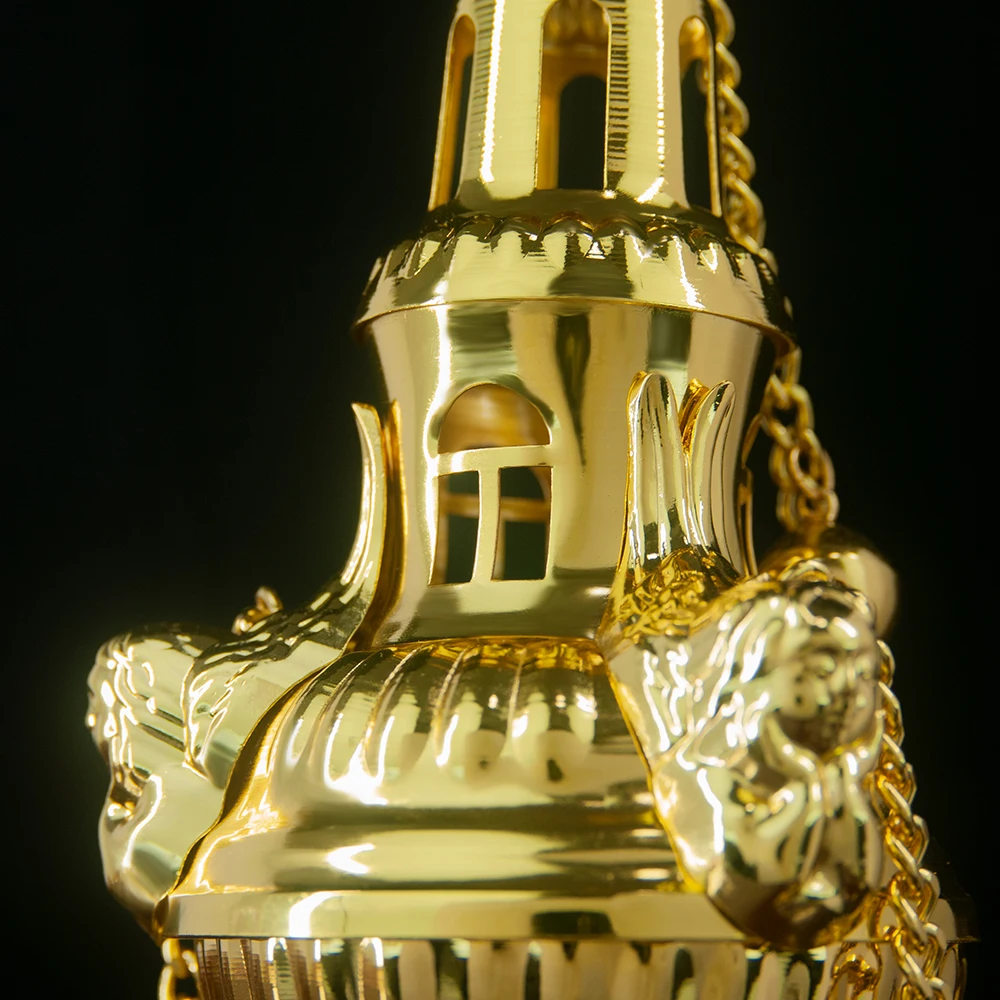 HTISOK Zinklegierung Orthodoxer Weihrauchbrenner mit Kreuzkette, Kirchen-Weihrauchbrenner, Kirchenritual, Orthodoxe Zubehörteile – Detail 4