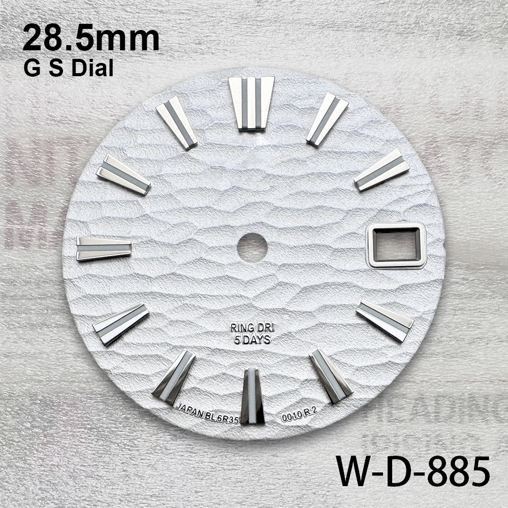 28.5mm G S Logo Wave Dial Fit NH35/NH36/4R/7S Movement Green Luminous High Quality Watch Modification Accessories