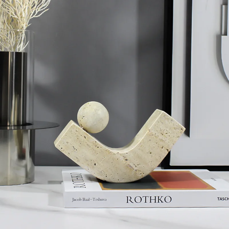 Simple and creative wabi-sabi wind ball geometric curved ornament, model house sales office entrance