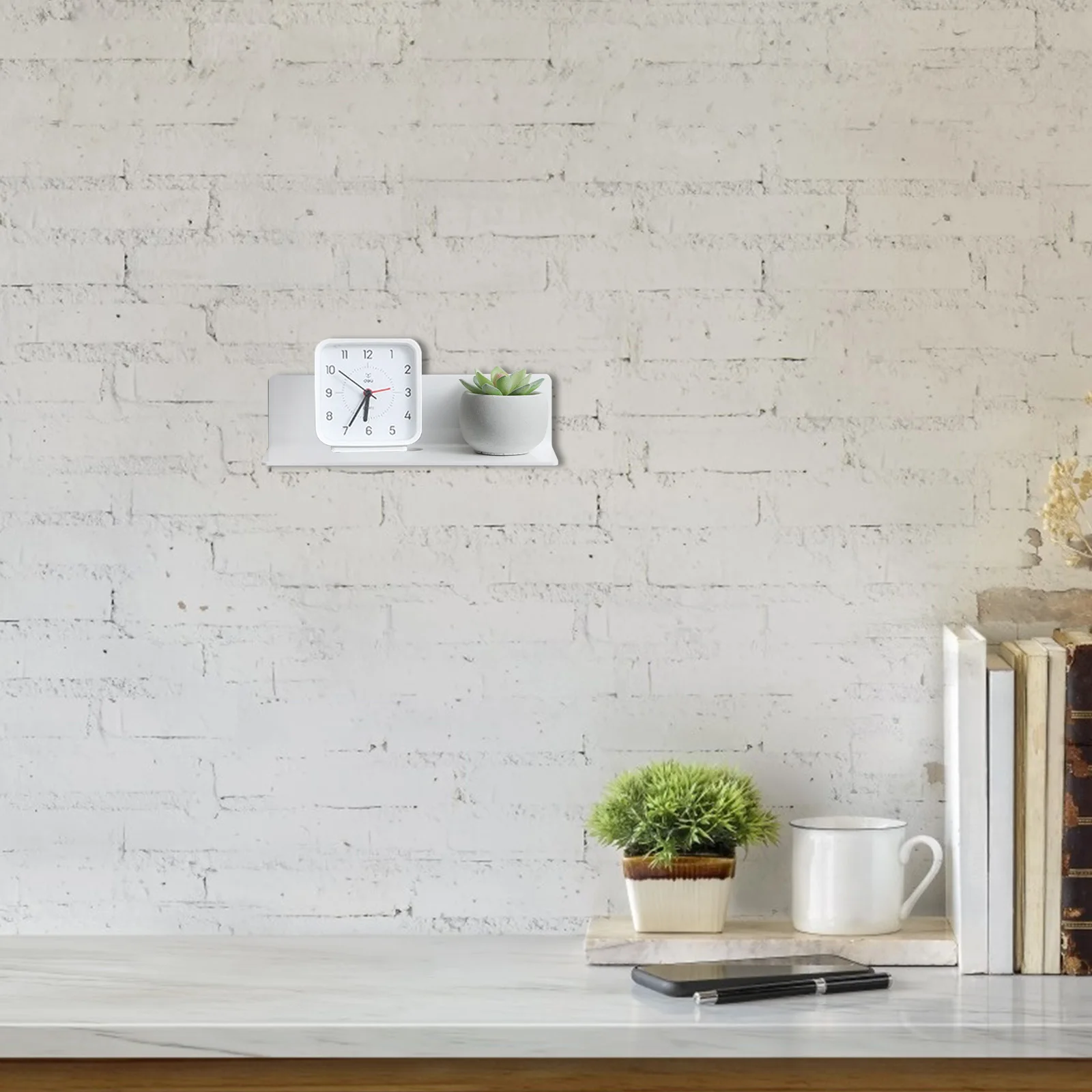 

L-Shaped Floating Shelf Wall Mounted Storage Rack Black Bedroom Bathroom Living Room Acrylic Durability Modern Style No Drill
