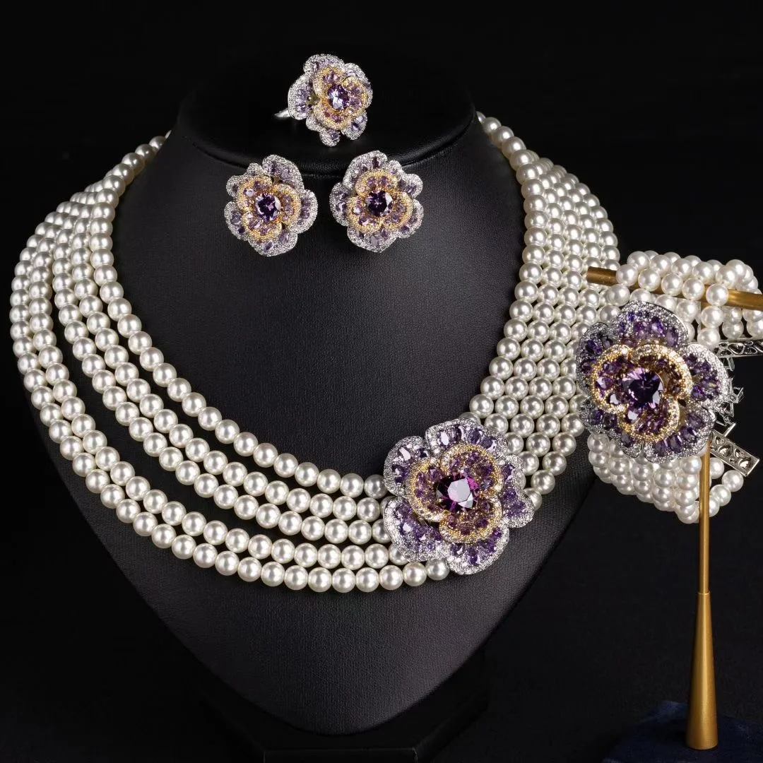 

Women's Multi-Layer Freshwater Pearl Necklace bracelet Ring Set 2026