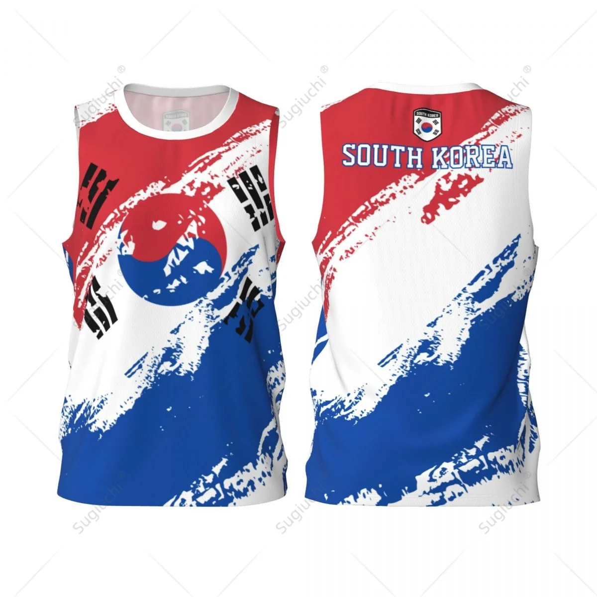 

Men Basketball Sports South Korea Flag Running Fitness Multifunction Jersey Sleeveless shirt Custom Name Nunber Exclusive