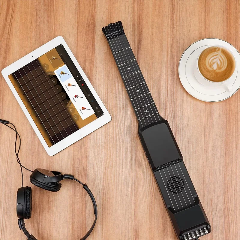 Smart Acoustic Electric Guitar Bluetooth Portable Seginners Silent Practice Novice Travel Guitar 7/12 Fret AI LCD