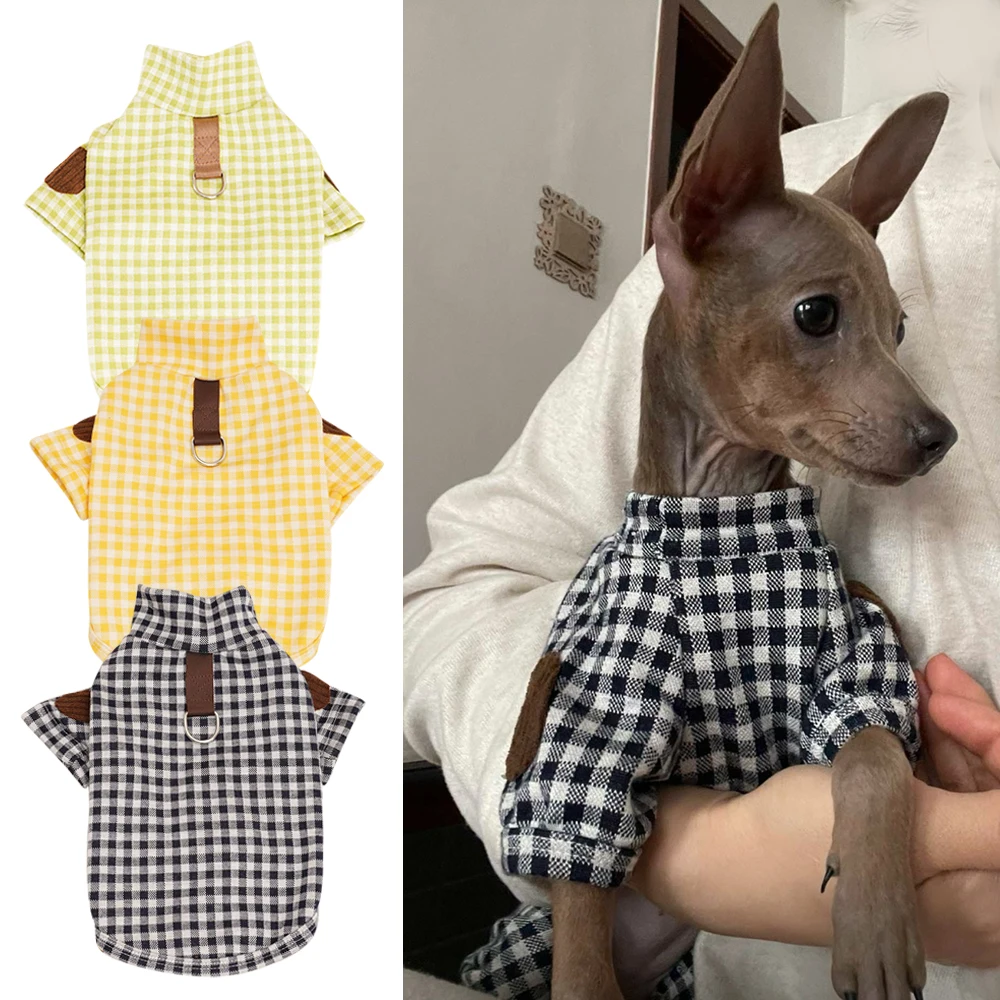 

Plaid Dog Hoodie with 2 Legs – Cozy Checkered Sweater for Small Medium Dogs Pet Clothes (Yellow/Black/Green)
