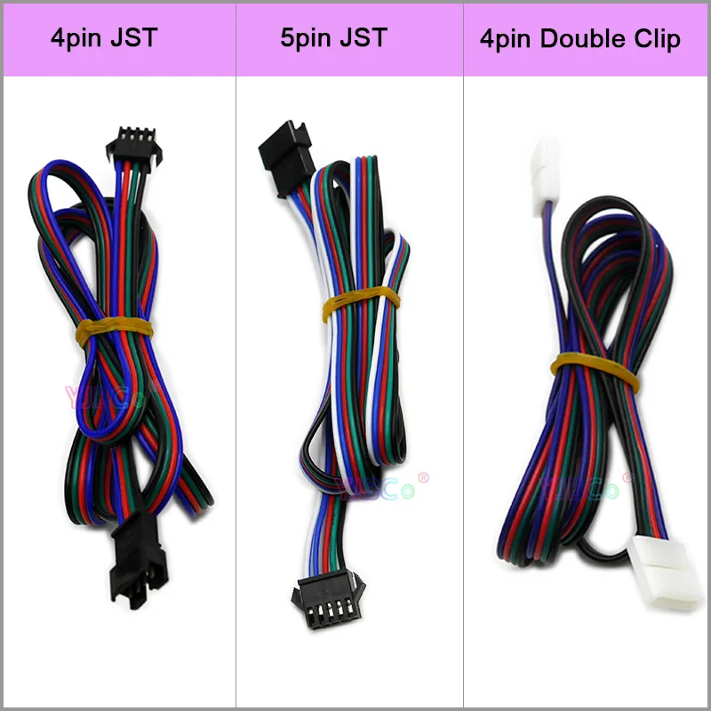 

1 piece 1 Meter 4pin double clip 4pin 5pin JST SM Plug Male to Female Wire 22AWG RGB/RGBW Cable jack LED Strip Light Connector