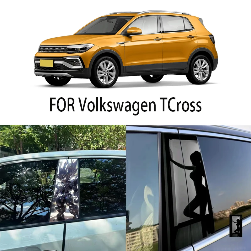 Door Window Decoration Trims Pillar Posts Stickers Auto Styling For Volkswagen TCross Car accessories