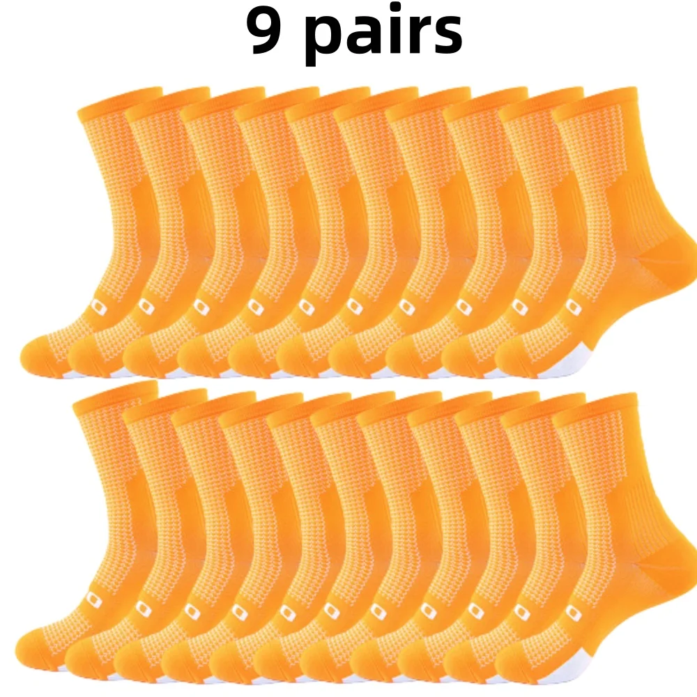 

9 pairs/Lot Professional Cycling Socks Breathable Sweat-Absorbing Men Women Outdoor Sports Running Basketball Compression Socks