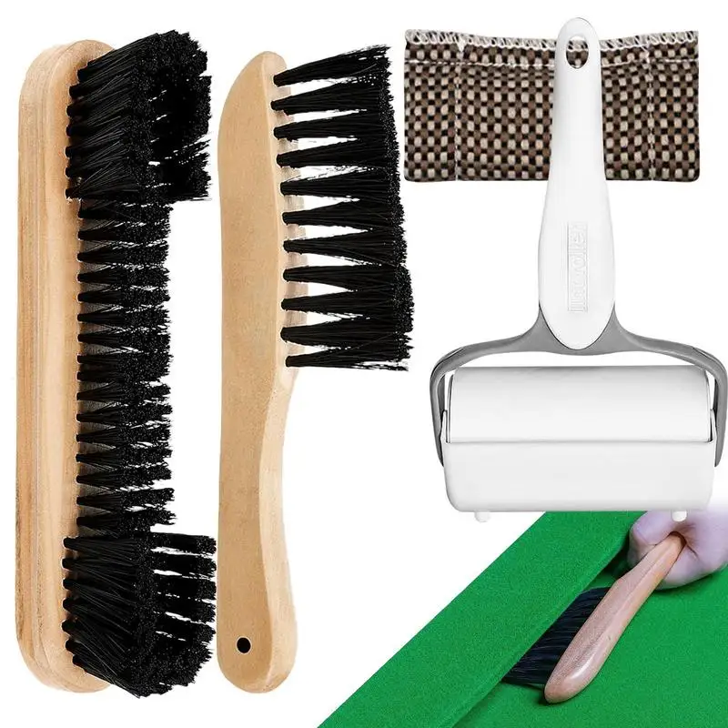 Pool Table Brush Set Billiards Pool Table Brush Cleaning Cloth And Roller Included Nylon Bristle Brush Billiards Pool