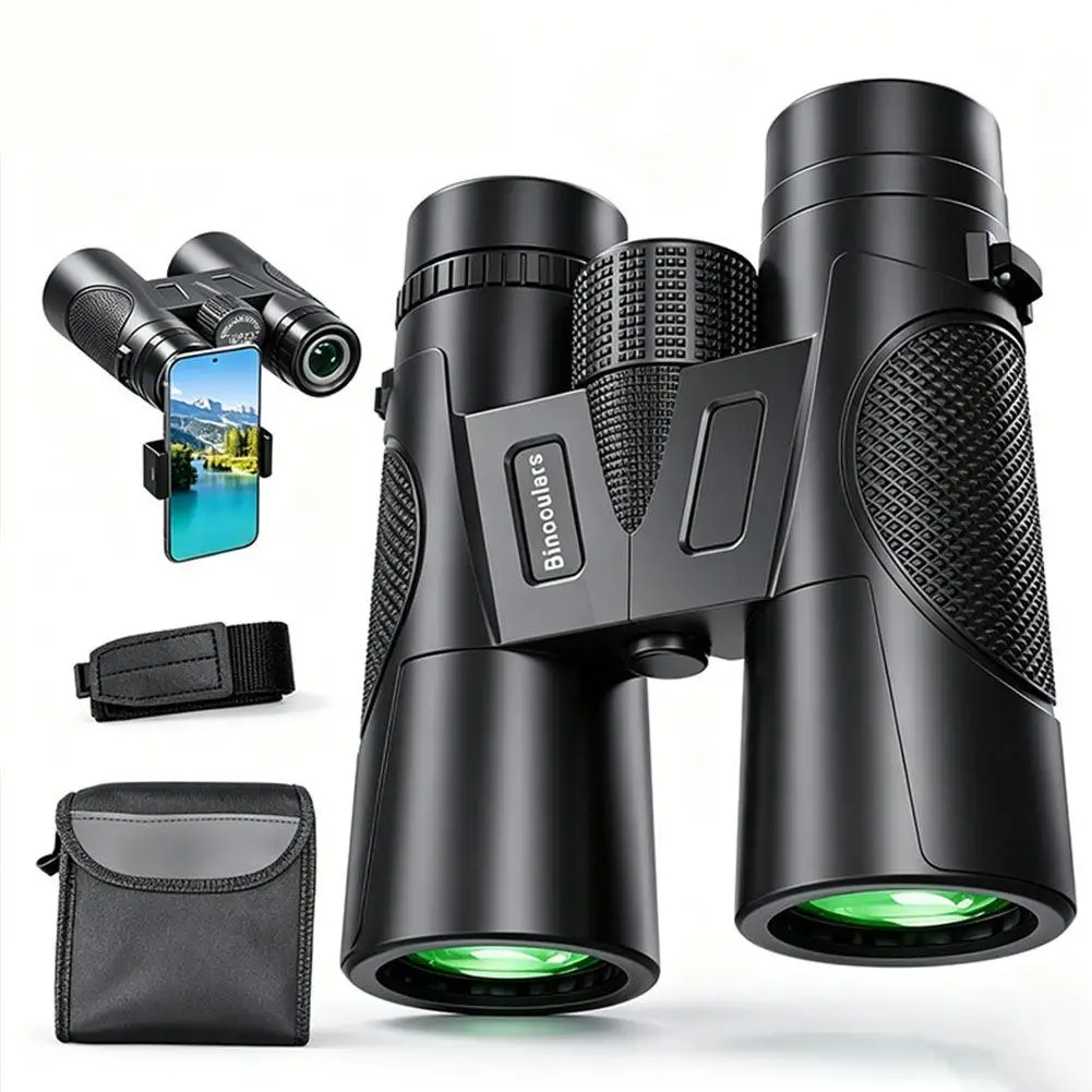 Jumelles étanches 12x42 HD haute puissance, télescope à objectif large, portables pour le camping en plein air, la chasse, l'observation des oiseaux