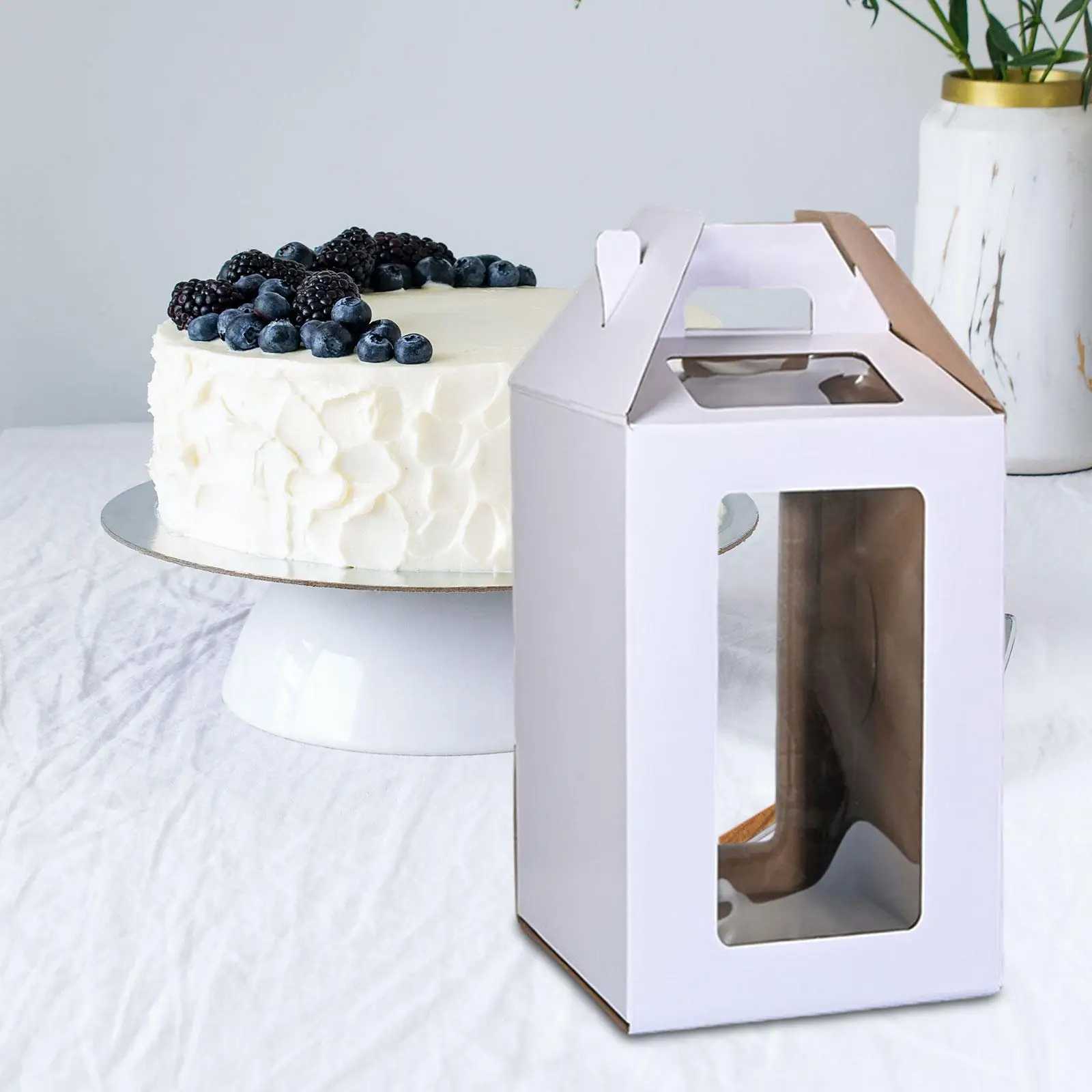 

Large Tall Cake Container Portable Handle Storage Tray Bakery Box for Layered Cakes Family Gathering