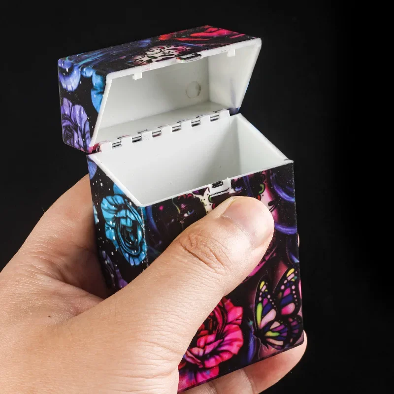 Pocket Cigarette Case Box Holder Skull Pattern Smoking Cigarette Box Cigarette Cigar Tobacco Holder Storage Case Container Box