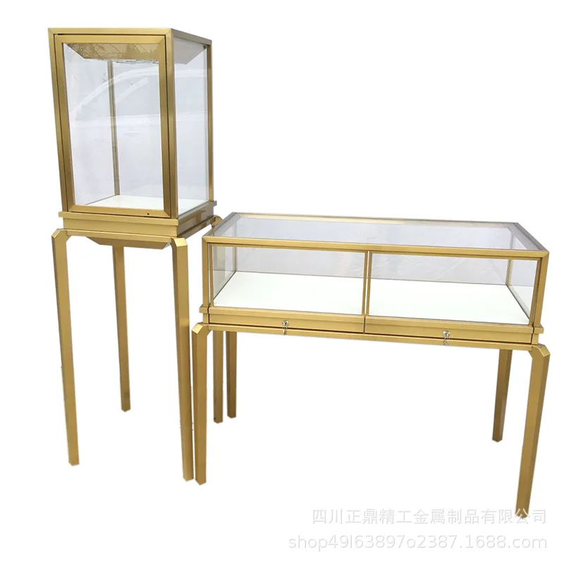 Customized. Jewelry Showcase Jewelry Watch Jade Glass Container Boutique High-Grade Stainless Steel Showcase Factory Custom