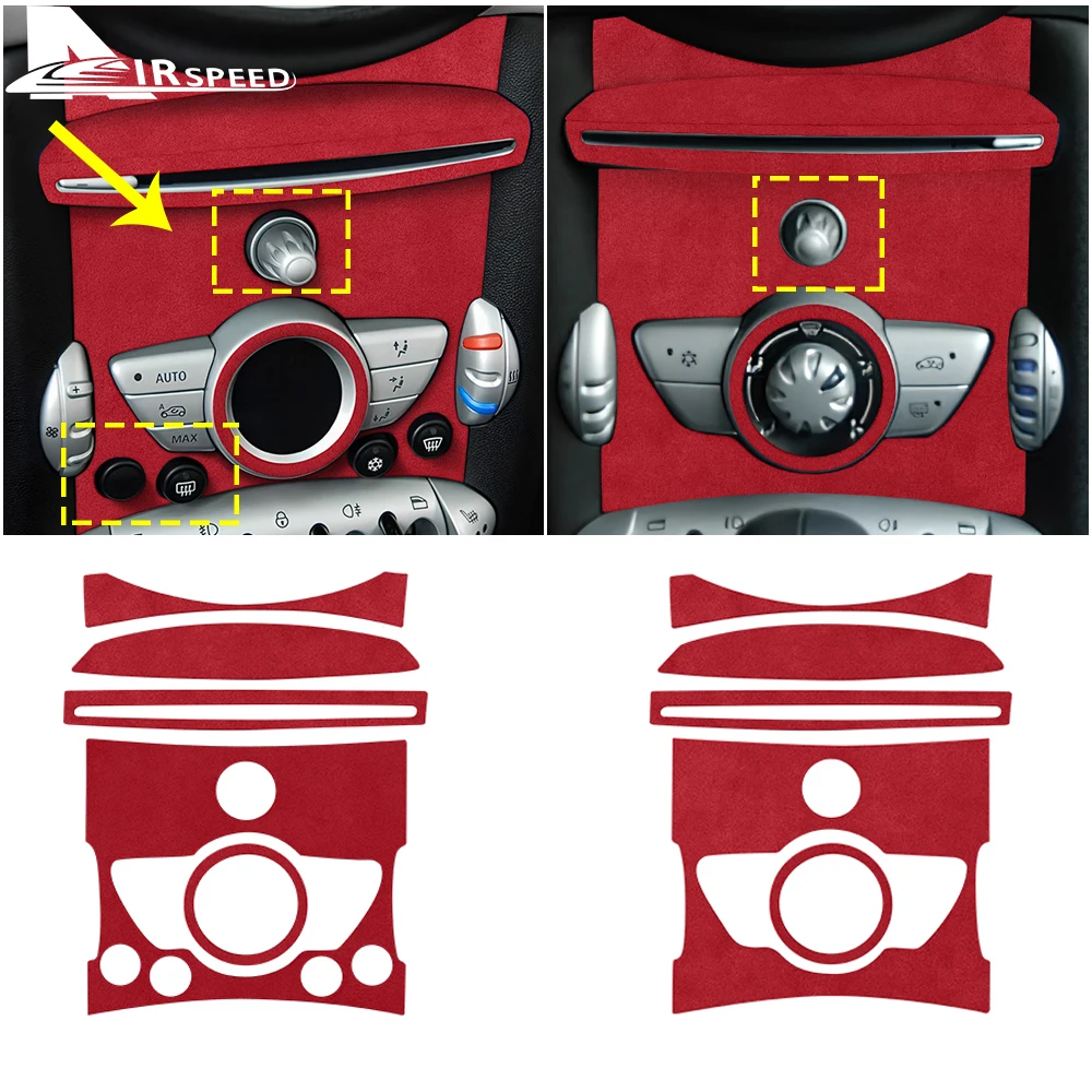 

Замша AIRSPEED для MINI Cooper Clubman R55 R56 R57, аксессуары для автомобиля, Центральная ручка управления, наклейка на панель, внутренняя отделка