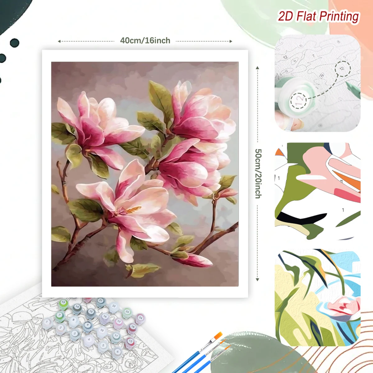 RUOPOTY Painting By Numbers Wall Decor Pink Jade Orchid Paint Kit for Beginner Flower Classic Paint Kit Coloring By Numbers
