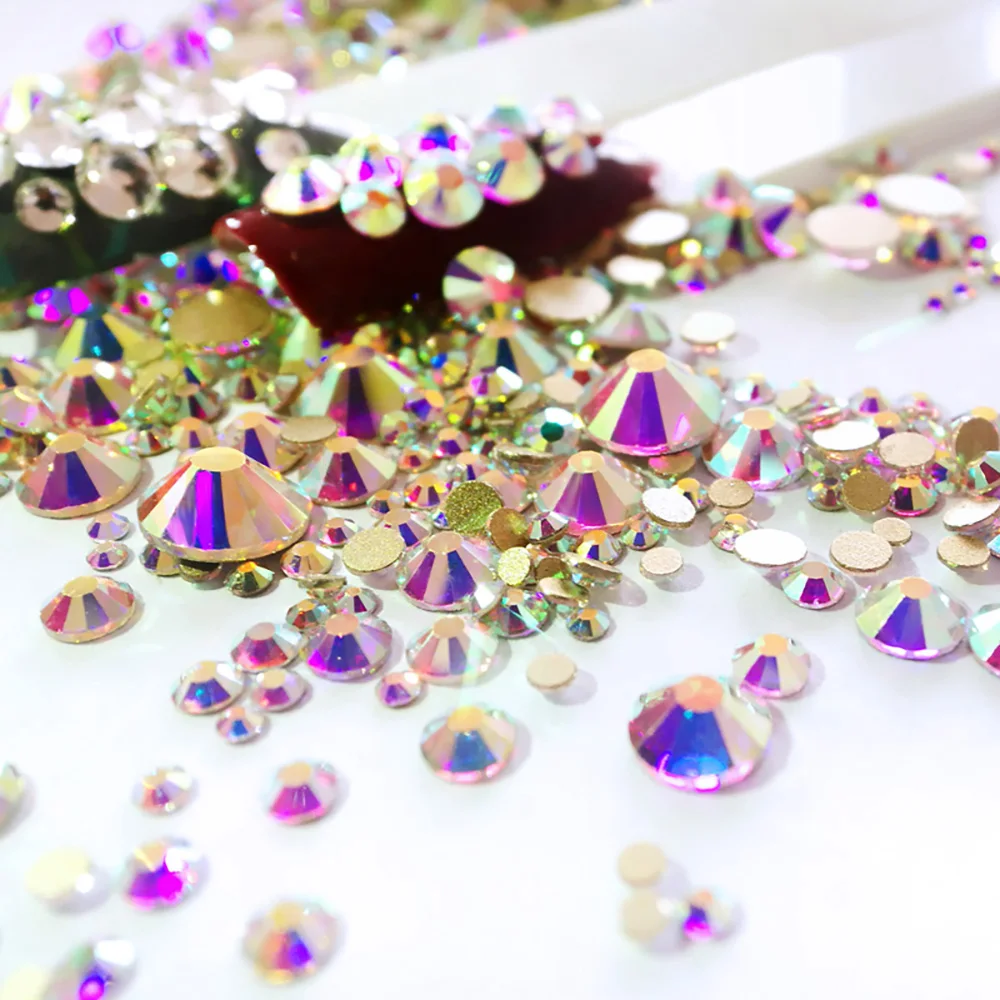 Diamantes de imitación para decoración de uñas, Diamante redondo de cristal K9, cono de piedra puntiagudo, 4/5/6/7/8/10mm, 10 piezas