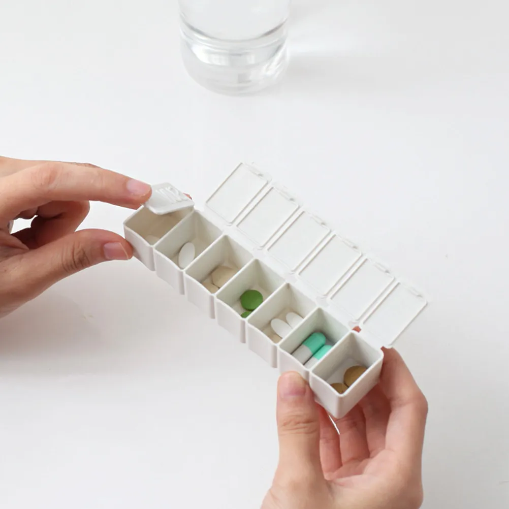 

5Pcs Mini Pill Boxes Weekly Container White 7 Compartments Braille Portable Case for Daily Medicine Storage Prevention
