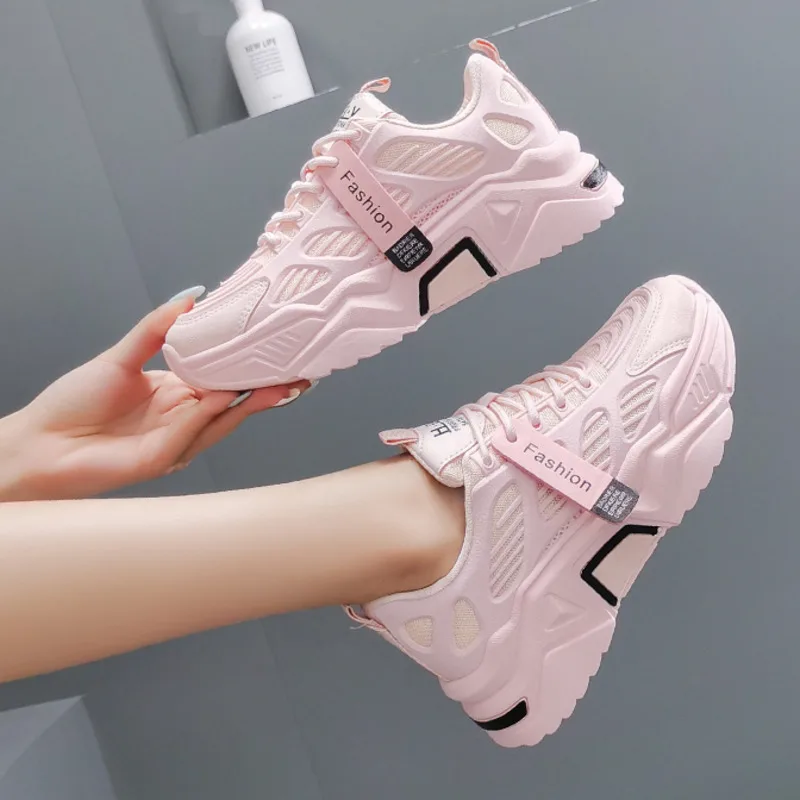 Women Platform Sneakers  Woman Casual Old Dad Shoes Basket Female Sports Mesh Lace Up Vulcanized Shoes 5cm zapatillas mujer