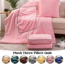 2 In 1 Crystal Velvet Striped Throw Pillow Blanket Quilt Folding Bed Sofa Cusion Nap Pillow Car Folding Home Hotel Decoration