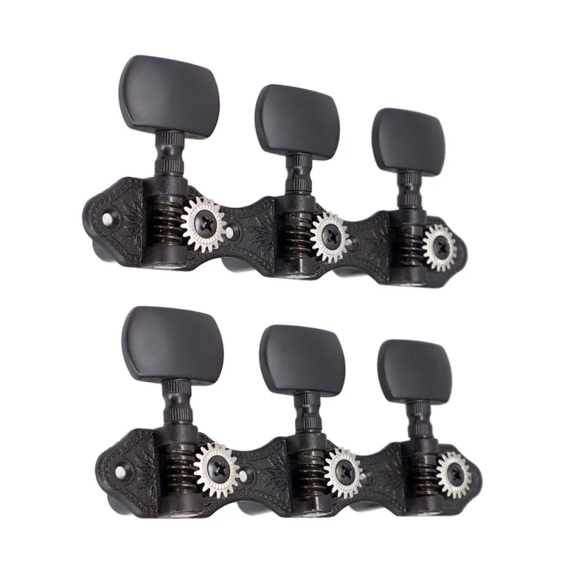 1 Pair 1:18 Black Classical Guitar Tuners Machine Heads Tuning Key Pegs for Classical Guitar or Flamenco Guitar