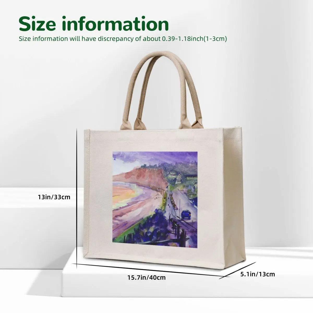 Budleigh Salterton in winter watercolor painting Tote Bag Reusable bags tote bag women Customizable tote bag Candy bags