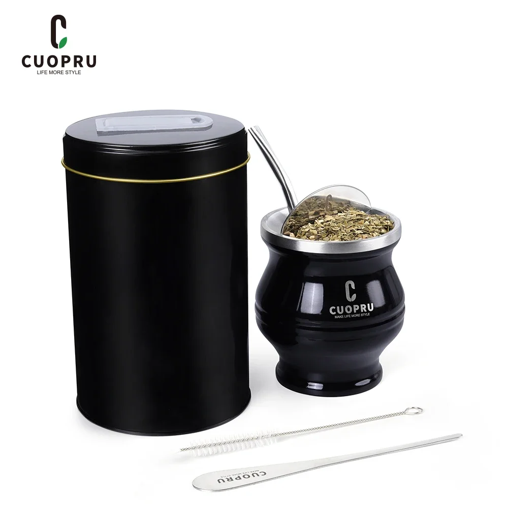 

Набор чайных чашек Yerba Mate 6 в 1, включает современную мате-гарбуз, Yerbero, Bombilla (соломенную), щетку для чистки, фильтр для чая и набор для бритвы