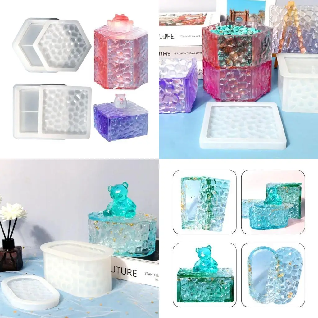 

J78F коробка для хранения бриллиантов, смоляная форма с крышками для литья эпоксидной смолы, форма для украшения своими руками,