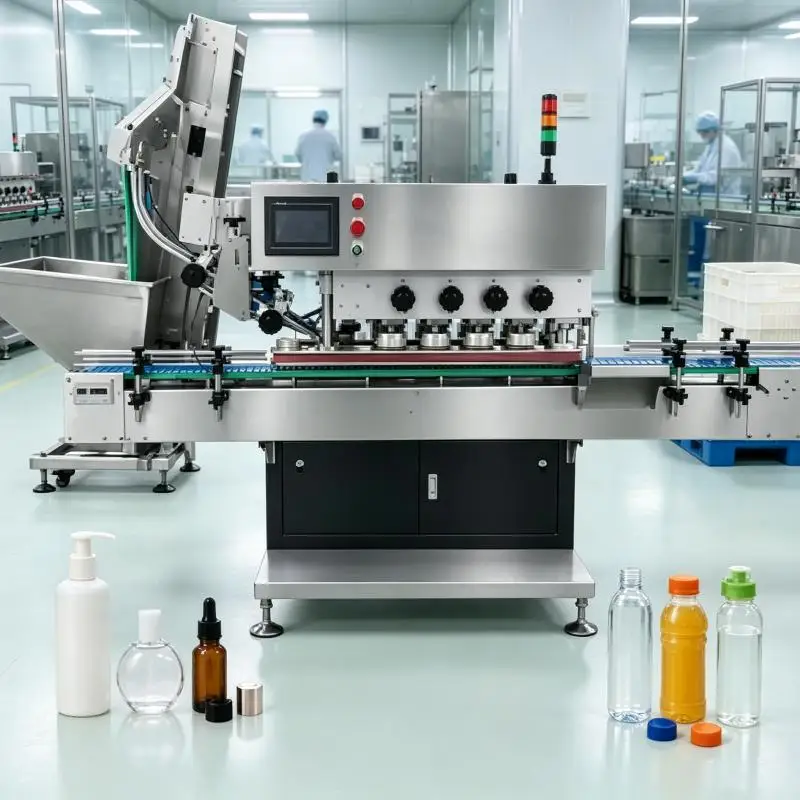 Fully Automatic Bottle Cap Lifter & Capping Machine PLC Programmable Control for Pharmaceutical Liquid Medicine Bottles