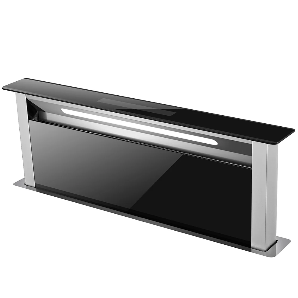 New latest glass and stainless steel downdraft kitchen range hood
