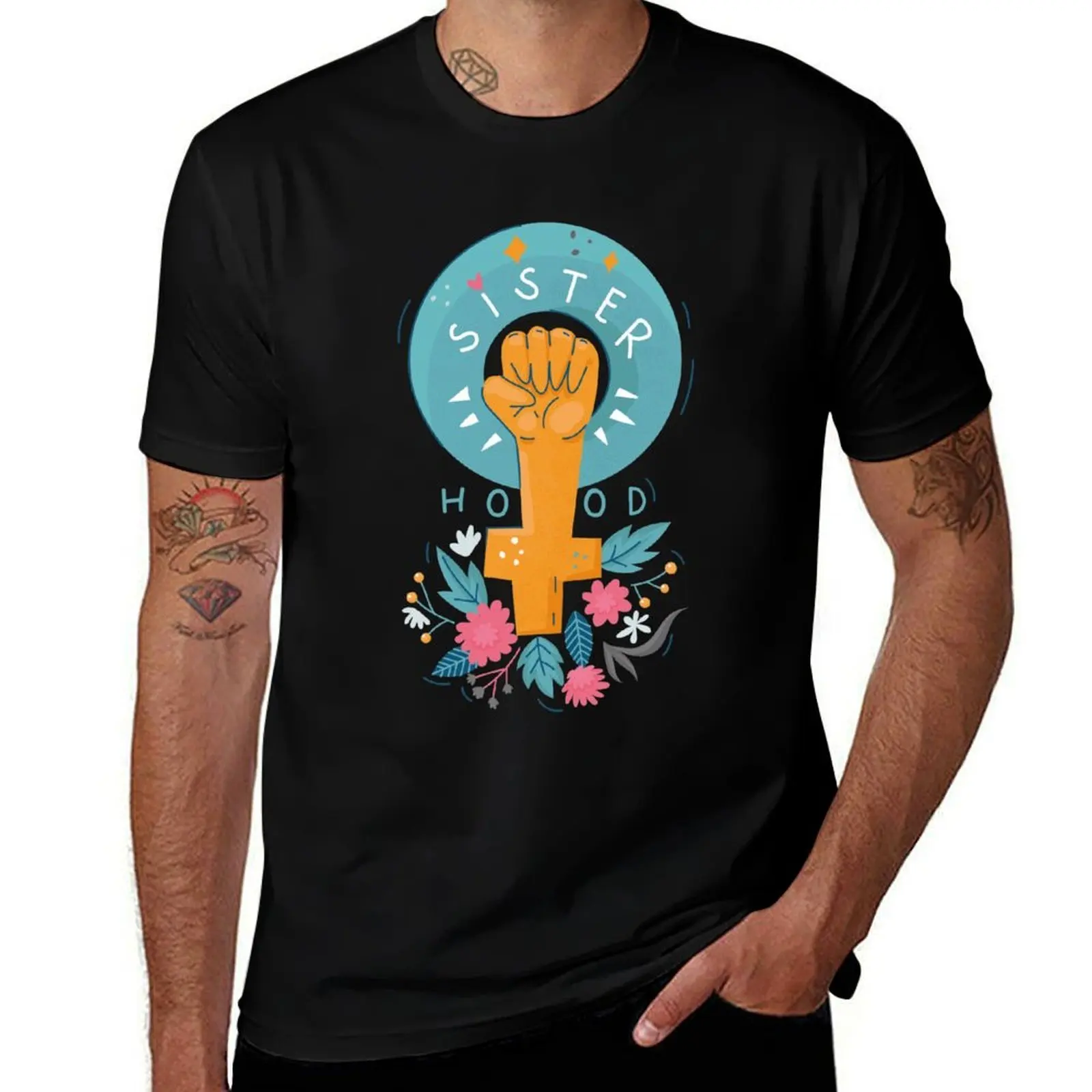 

Clenched Fist Sisterhood Female Symbol T-Shirt Short sleeve tee vintage clothes men graphic t shirts