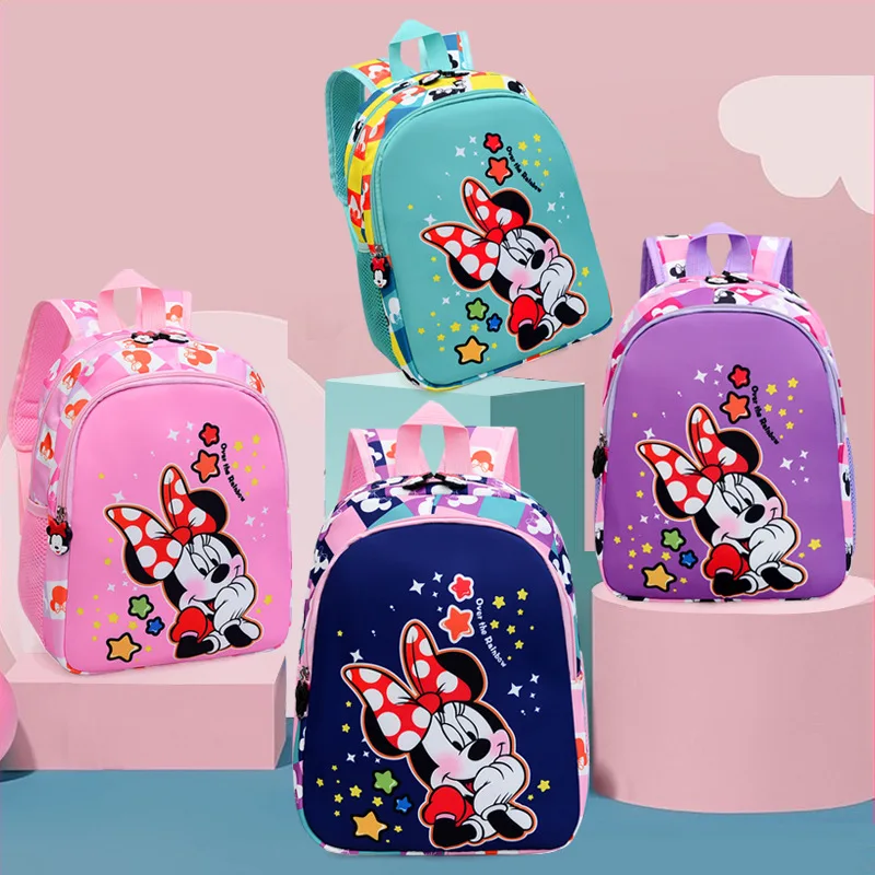 Disney myszka Minnie torby szkolne z kreskówek plecak dla dziewcząt dzieci w tornistry dla uczniów podstawowej torba kompozytowa przedszkola Mochila