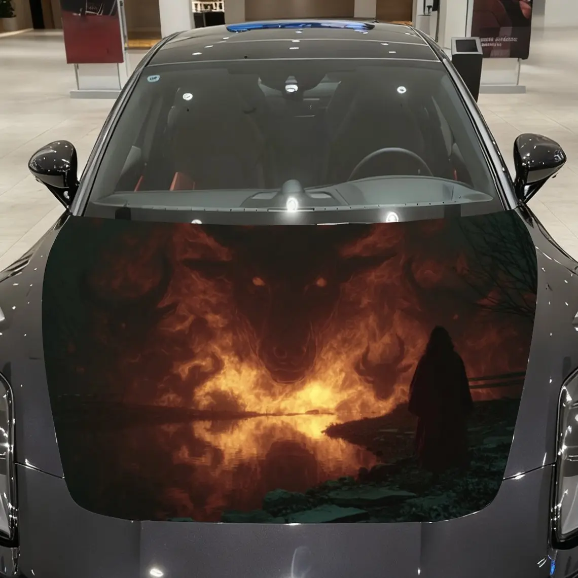 

Infernal hellfire demon Car hood packaging sticker, PVC material, self-adhesive waterproof, anti-slip paint, car exterior decor