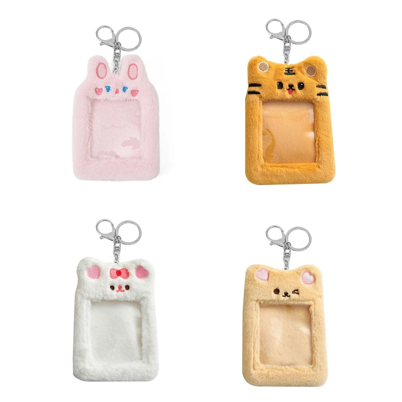 

Bear Plush Photocard Holder Credit Card Keychains Bus Cards for Cas 066F